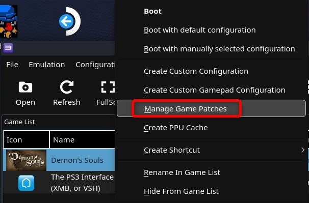 To download game patches select a game, right click it and then click the “Manage Game Patches” button.