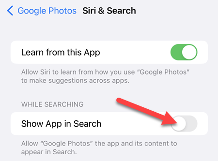 Remove app from Spotlight search.