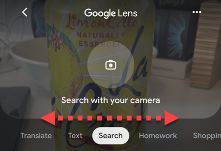 Choose one of the Lens search modes.