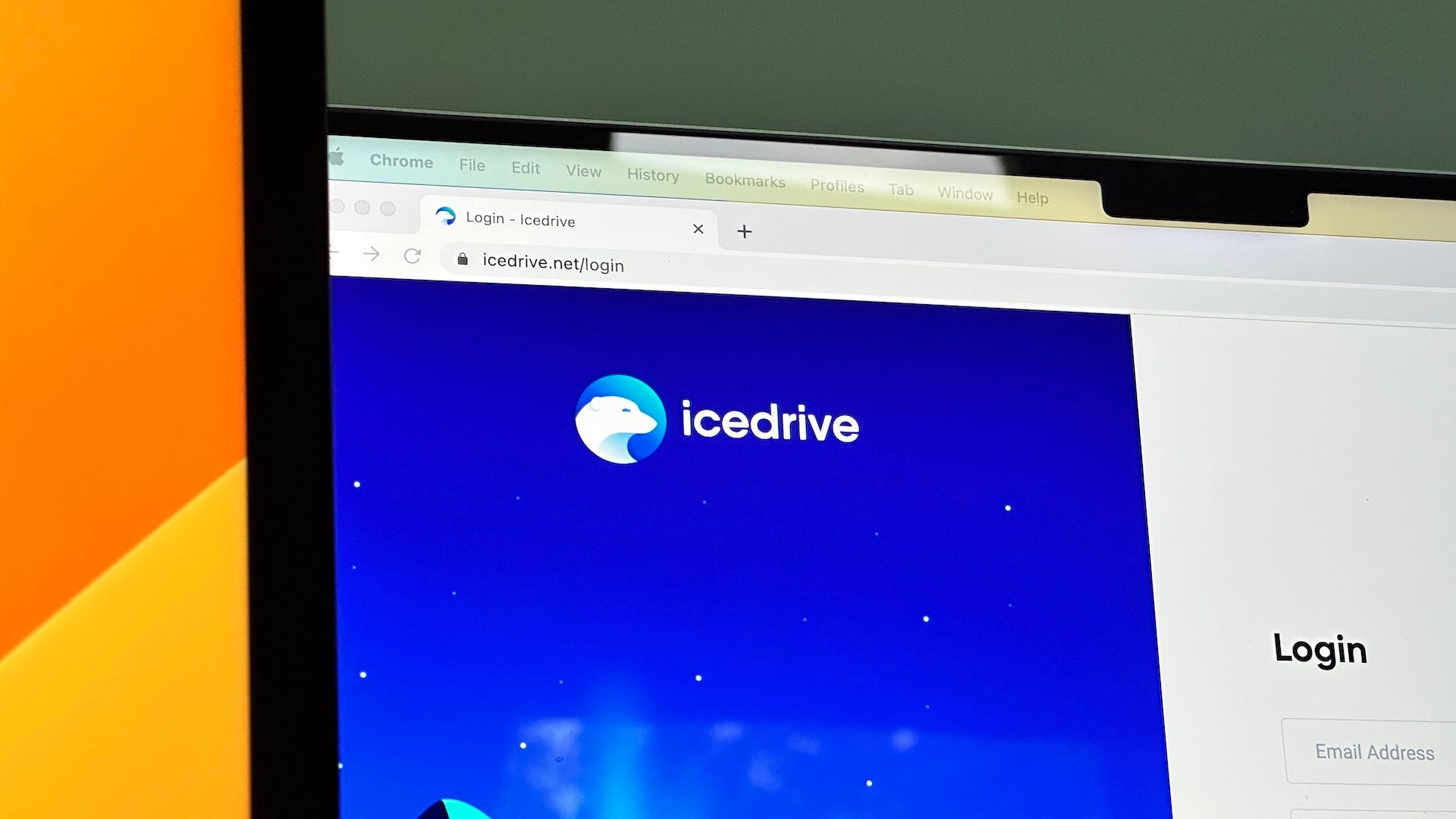 Icedrive web portal running on a Mac