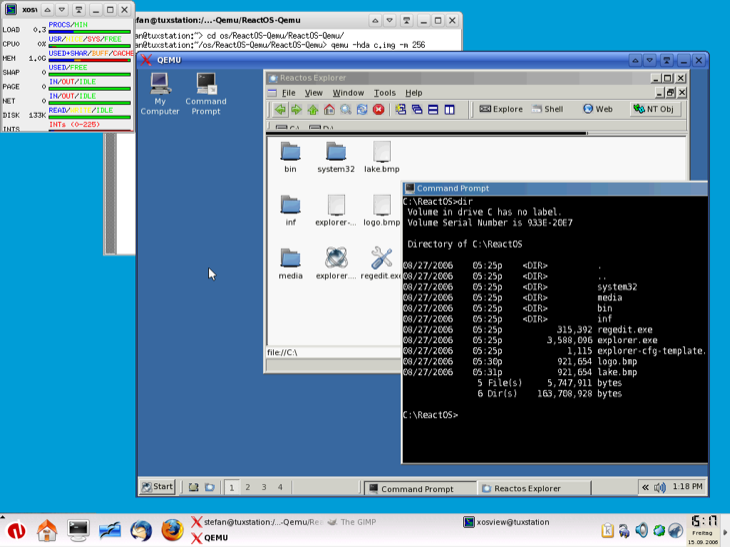 ReactOS running on Linux using QEMU