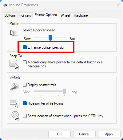 disabling enhanced pointer precision