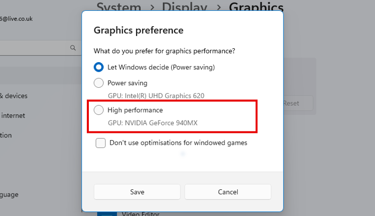 setting GPU priority in windows
