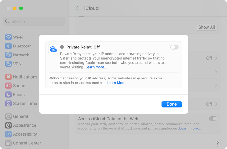 iCloud Private Relay on macOS