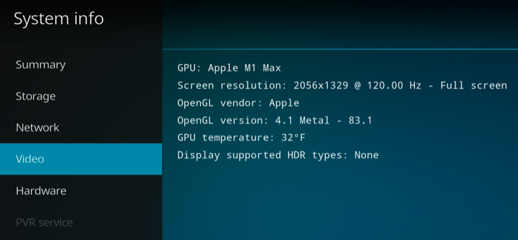 View system information within Kodi