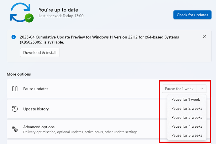 pausing windows updates