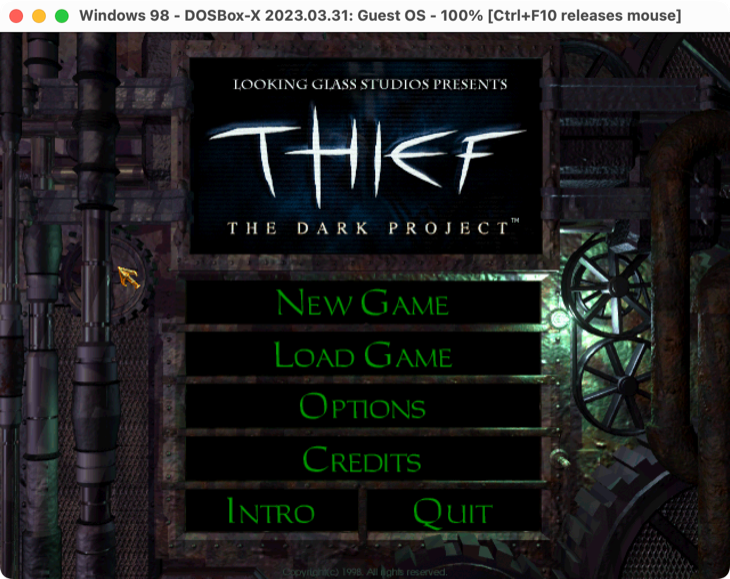 Thief: The Dark Age demo on Windows 98 via DOSBox-X