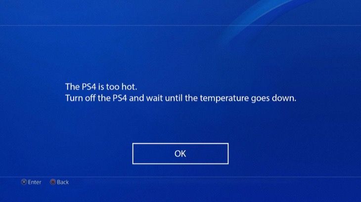 The warning you see on screen when your PS4 console is too hot