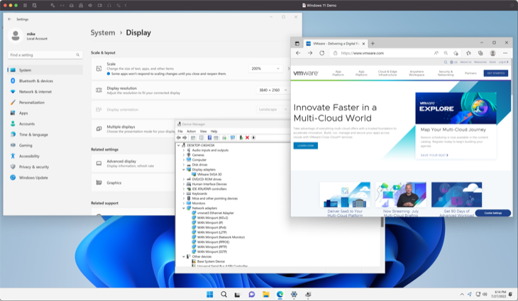 VMware Fusion running Windows 11
