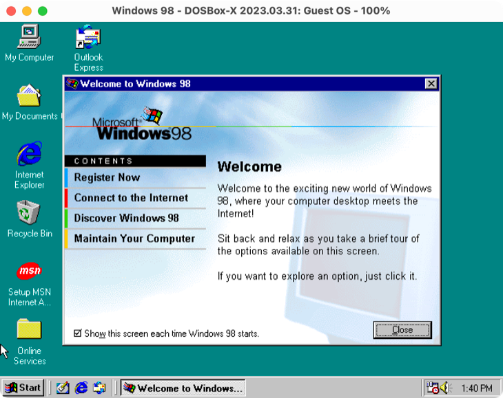The first successful boot of Windows 98