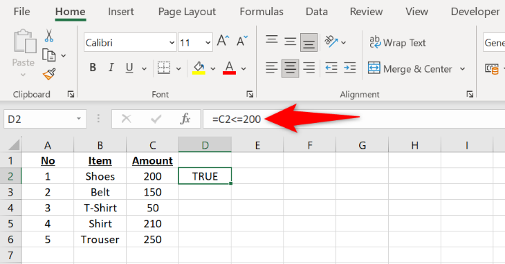 Compare numbers in Excel.