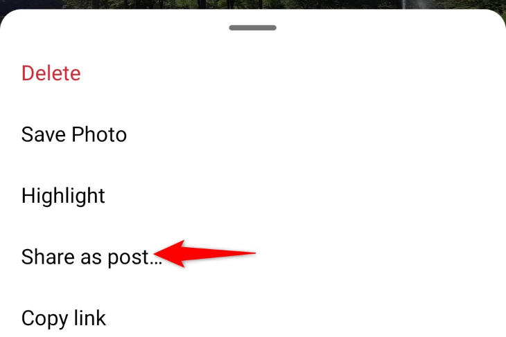 Select &ldquo;Share as Post.&quot;