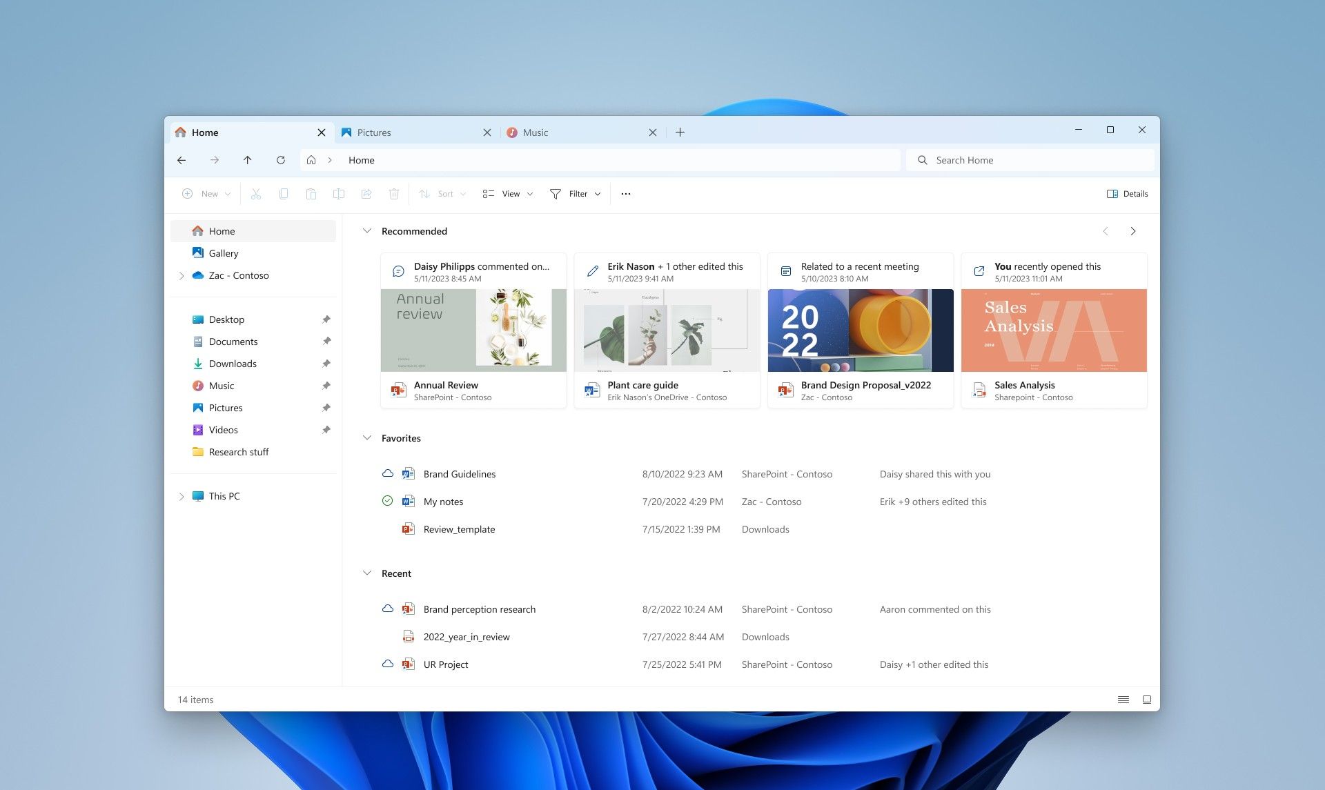 Screenshot of new File Explorer