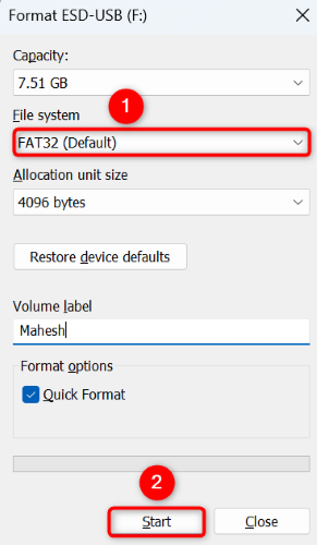 Format a drive in FAT32 with File Explorer.
