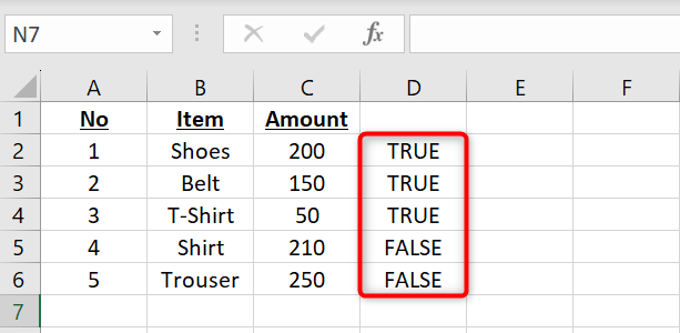 Compare all numbers in Excel.