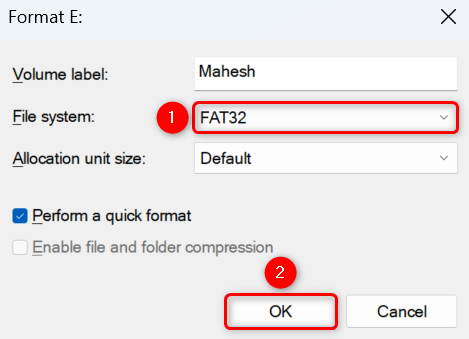 Format a drive in FAT32 with Disk Management.