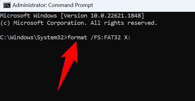 Use CMD to format a drive in FAT32.