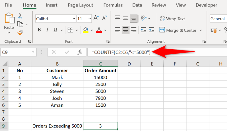 Compare values with COUNTIF.