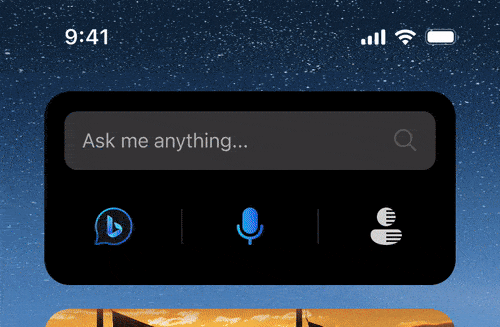 Bing Chat widget on iPhone