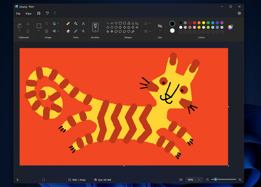 Screenshot of Paint in dark mode