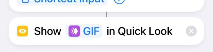 Add the "Quick Look" action to your shortcut