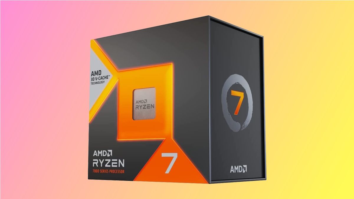 AMD Ryzen 7 on pink and yellow background