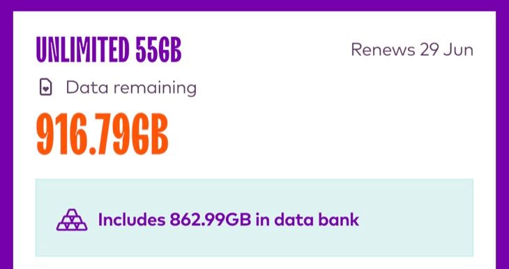 An active cellular plan within a carrier's app
