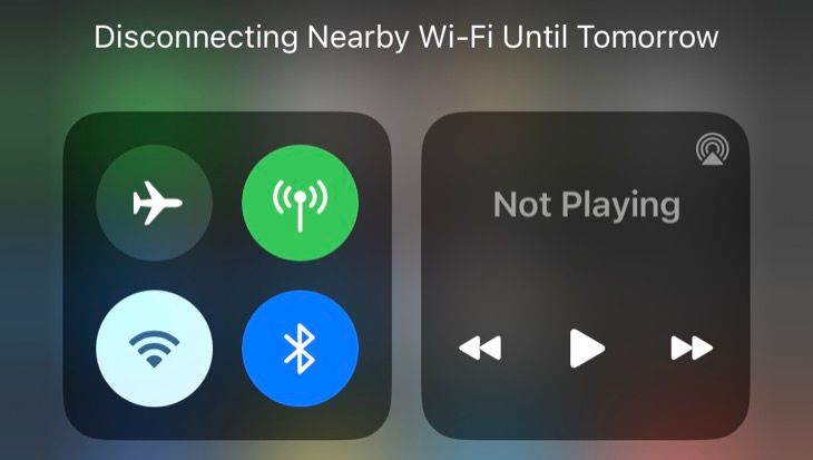 Diable Wi-Fi in Control Center on your iPhone