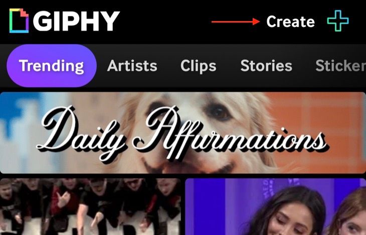 Create GIFs with GIPHY's "Create" feature