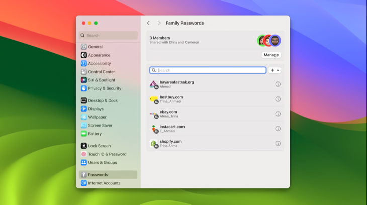Sharing passwords via iCloud Keychain in macOS 14