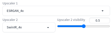 Secondary upscaler selected in Stable Diffusino WebUI.