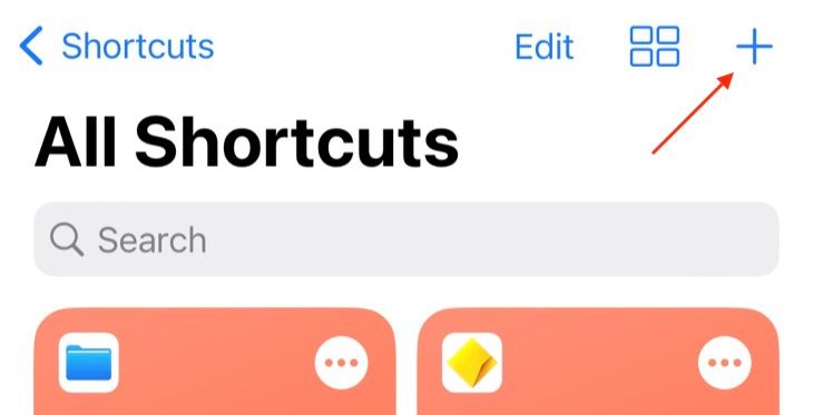 Create new shortcut in Shortcuts for iPhone