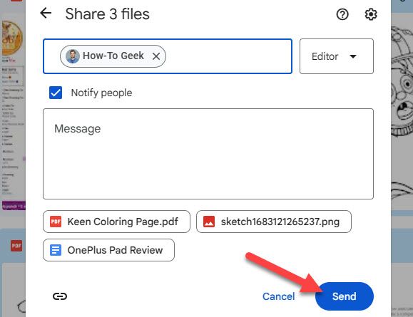 Add sharing members and click "Send."