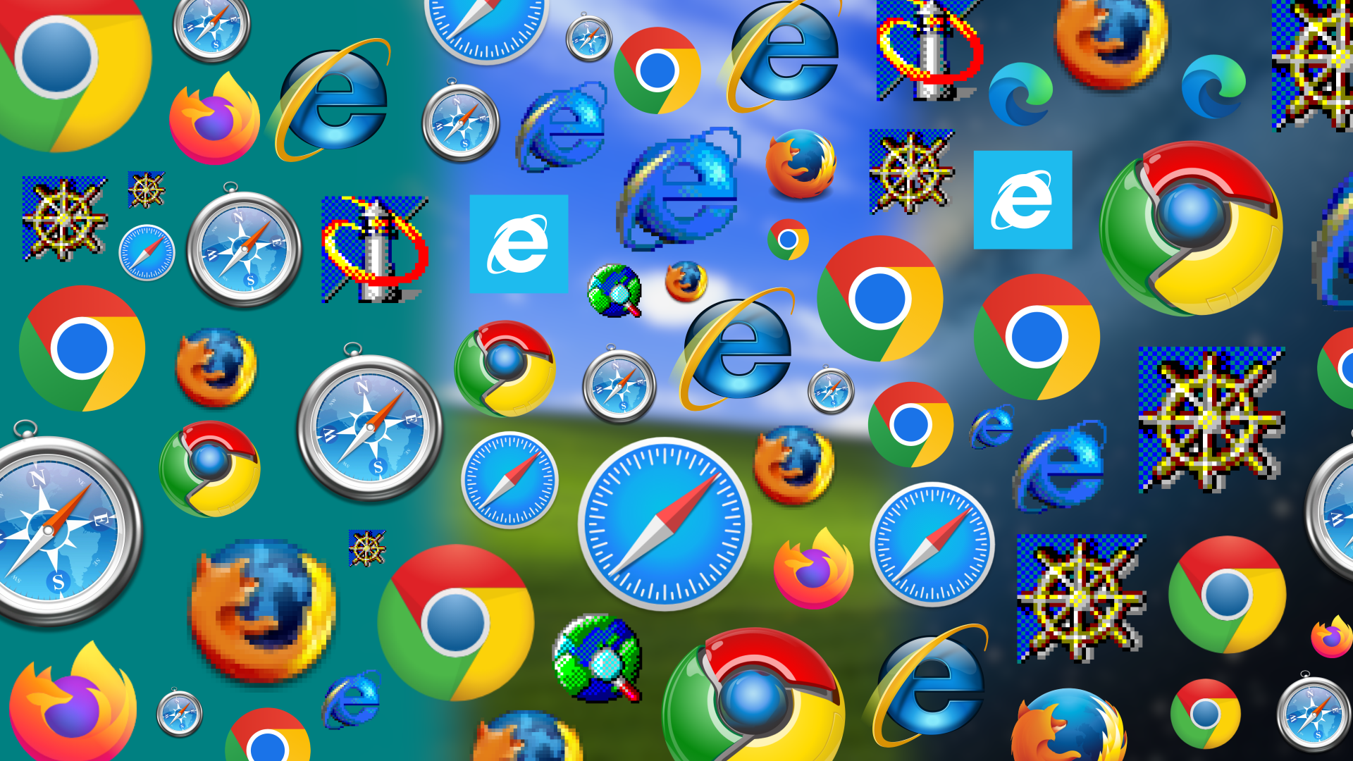 Browser icons throughout the years