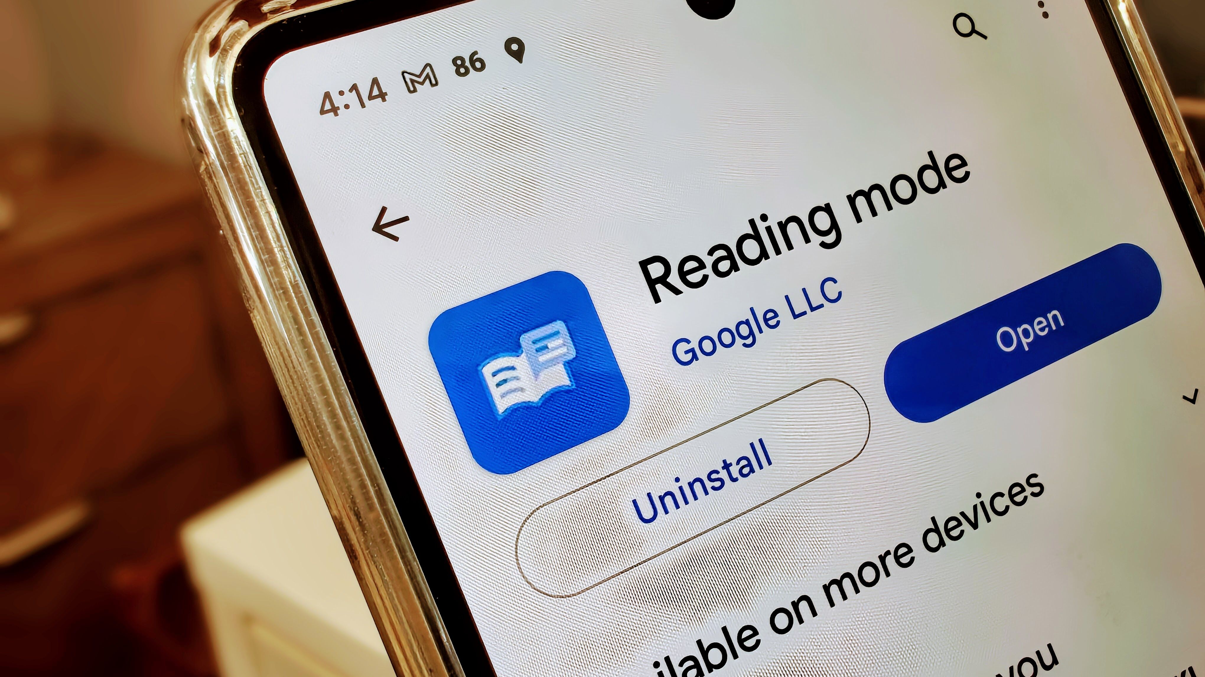 Reading Mode app in the Google Play Store.