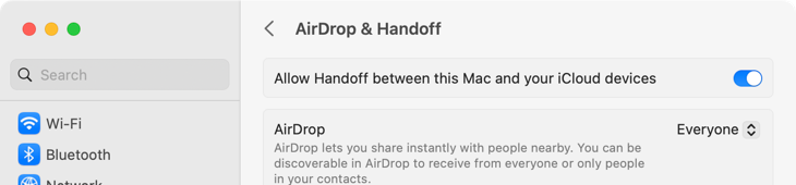 Enable Handoff in macOS System Settings