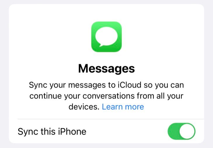 Sync iPhone messages over iCloud