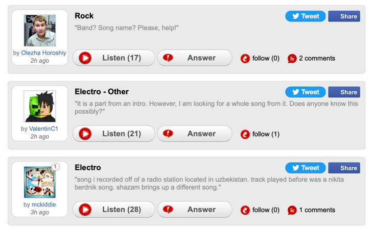 Upload songs to WatZatSong to get others to identify it