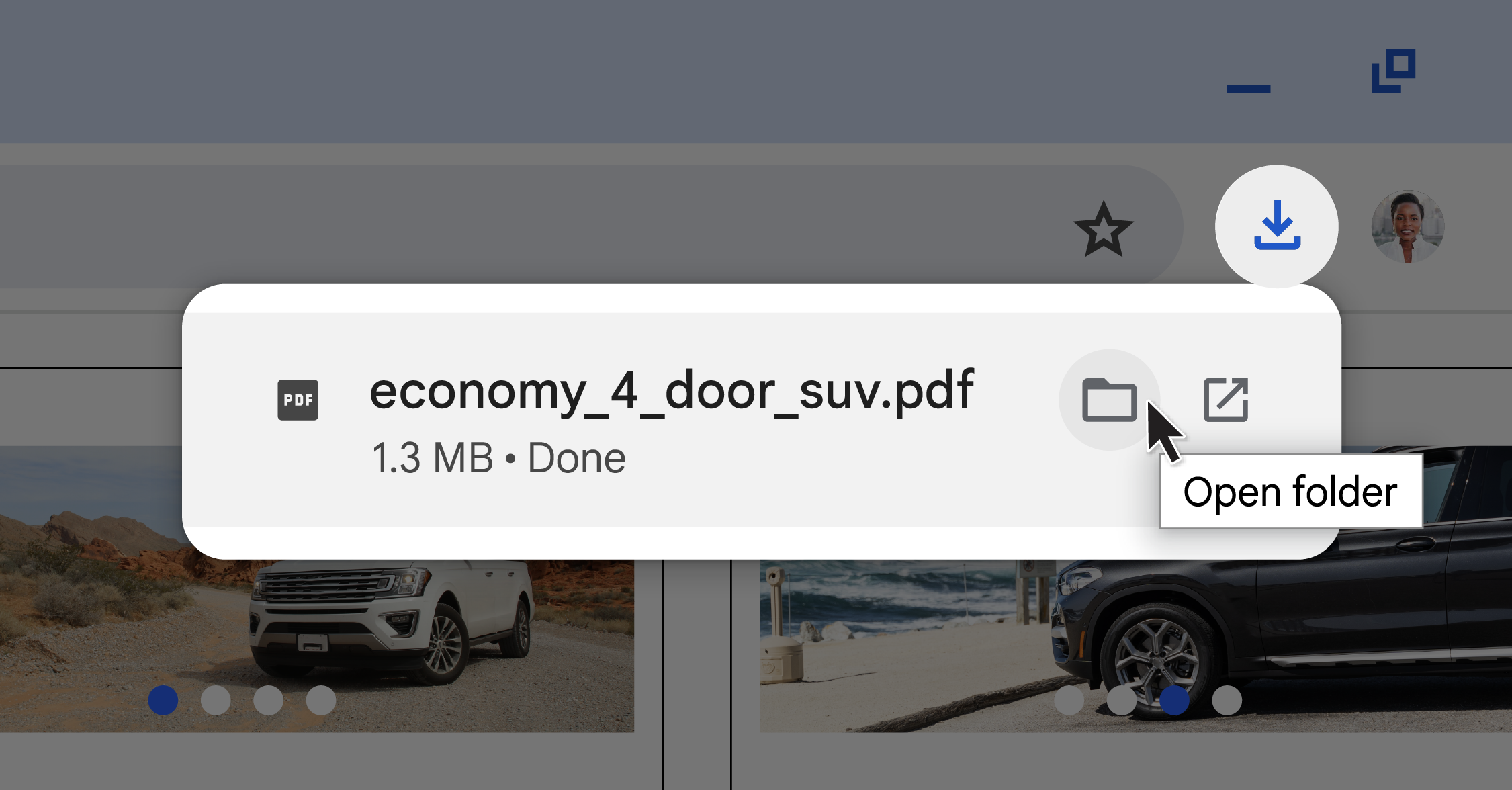 Downloads popup in Google Chrome