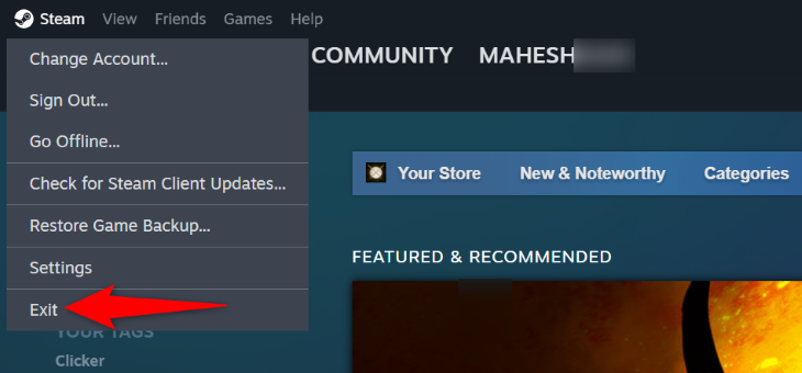 Choose Steam &gt; Exit.