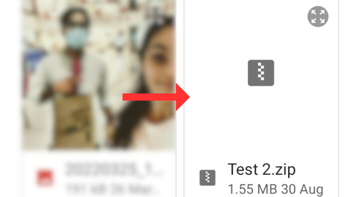 Compressed file in the My Files app on Android phone