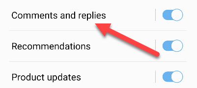Select a notification type.