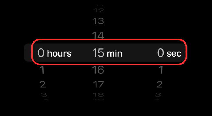 Timer duration in iPhone's clock app
