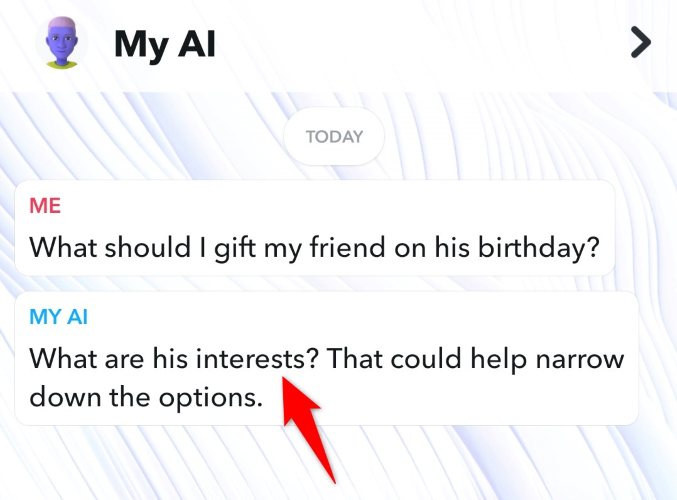 Interact with Snapchat's My AI chatbot.