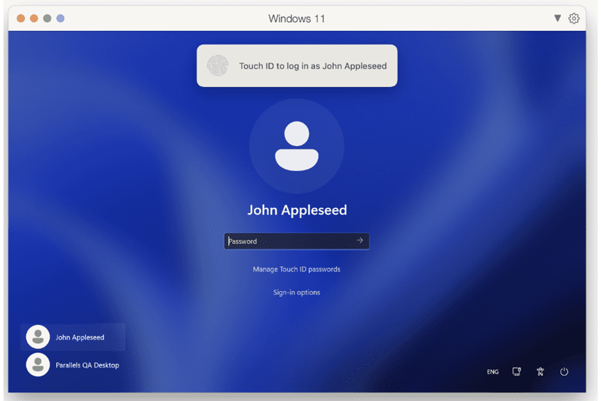 Logging into Windows with Touch ID on Parallels Desktop 19