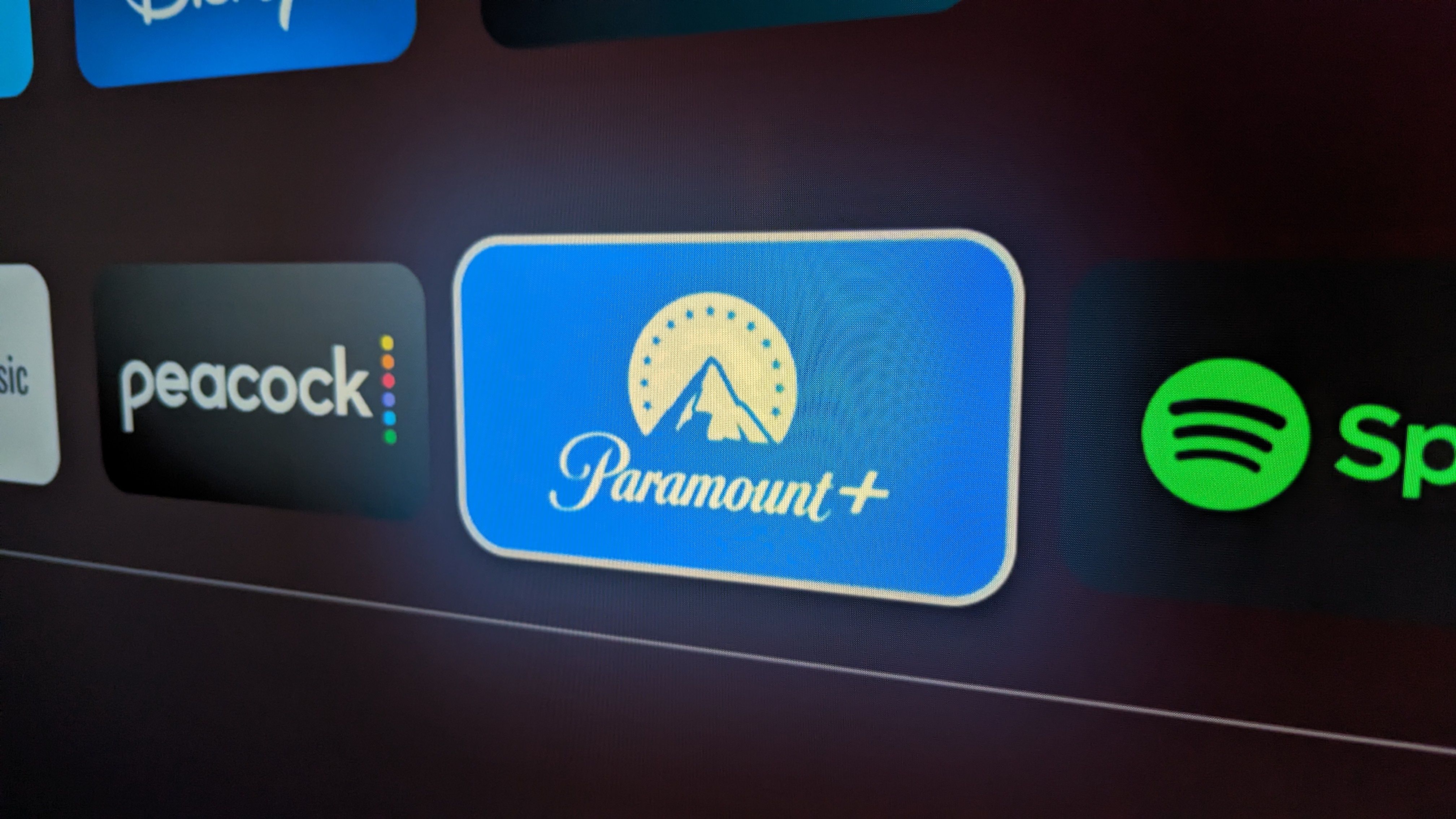 Paramount+ app icon on a smart TV.