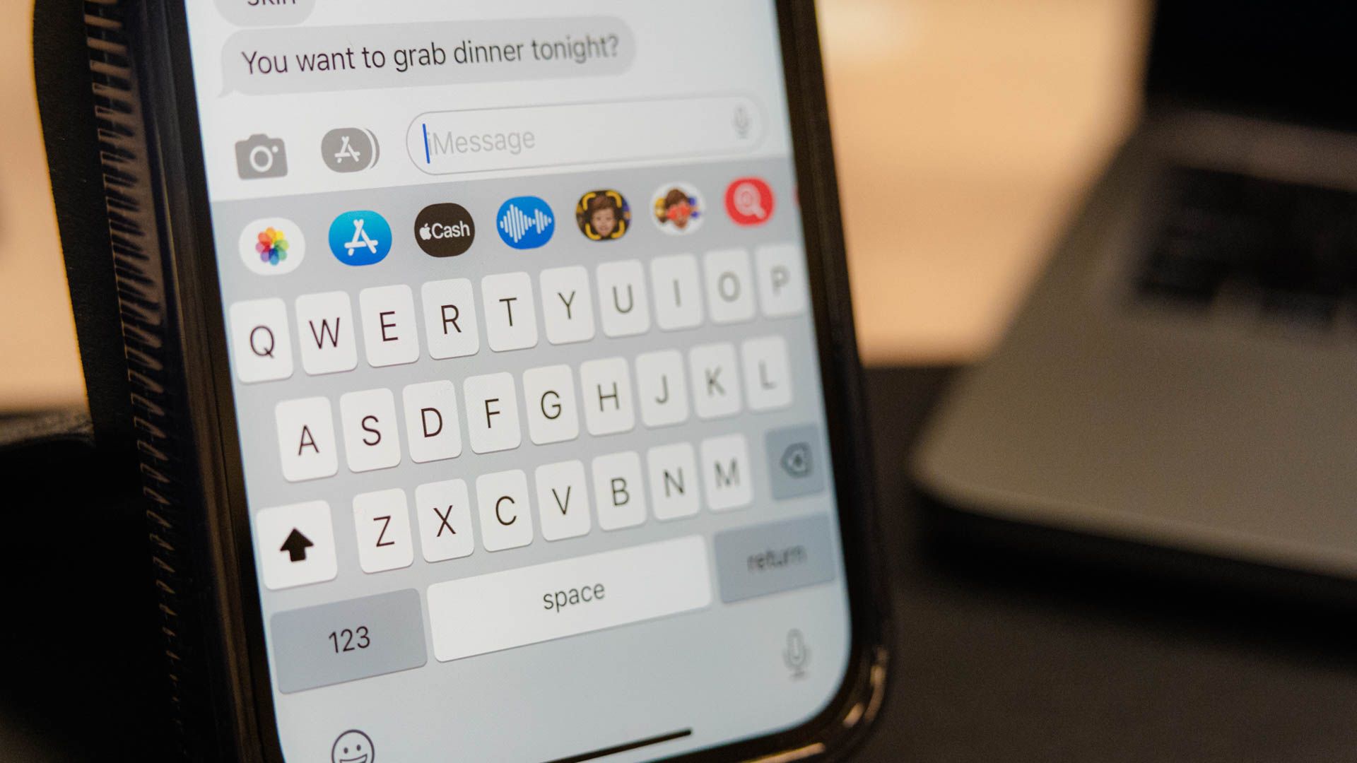 The iPhone keyboard on an iPhone 14 Pro