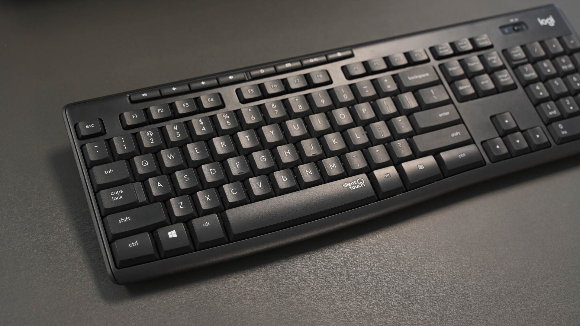 A standard Logi keyboard on a desk