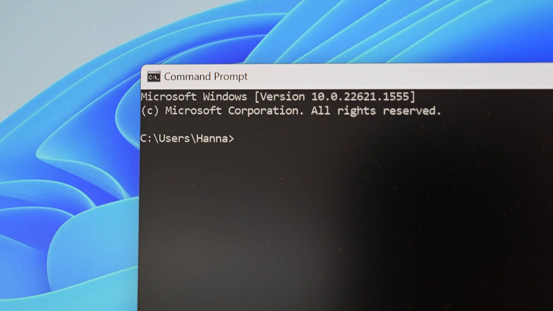 The Command Prompt open on Windows 11