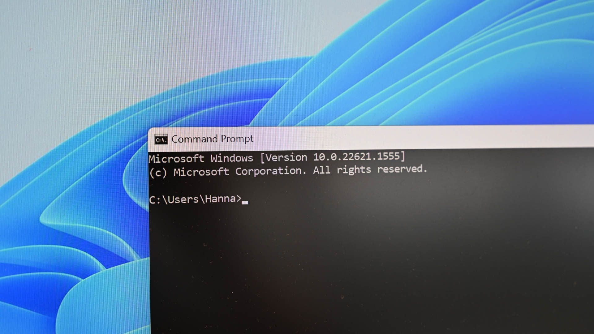 Command Prompt open on Windows 11. 